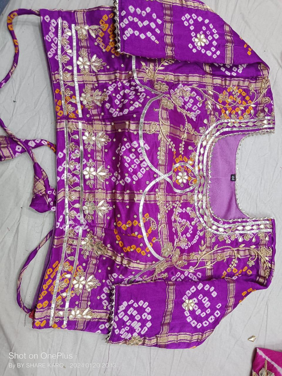 Beautiful Designer Gaji Silk Gharchola Bandhej Blouse