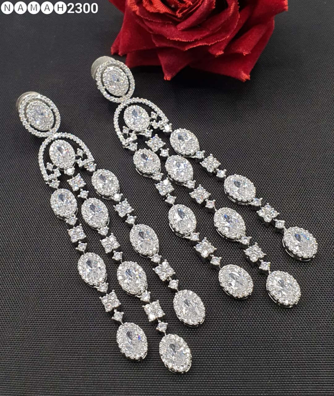 Beautiful American Diamond Antique Stone Earrings Jewellery