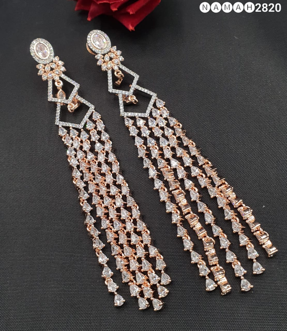 Beautiful American Diamond Antique Stone Earrings Jewellery