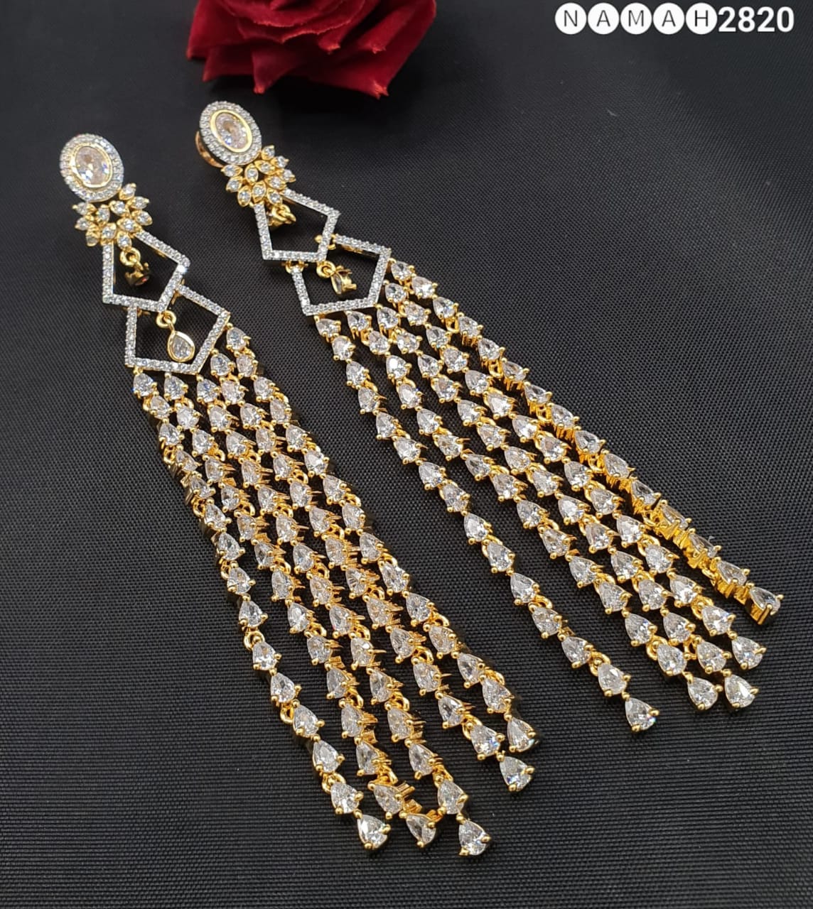 Beautiful American Diamond Antique Stone Earrings Jewellery