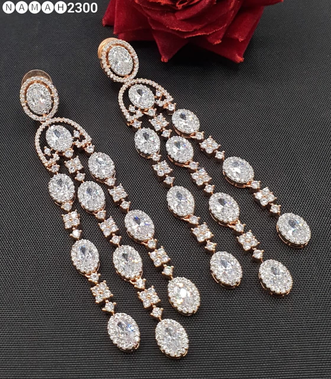 Beautiful American Diamond Antique Stone Earrings Jewellery