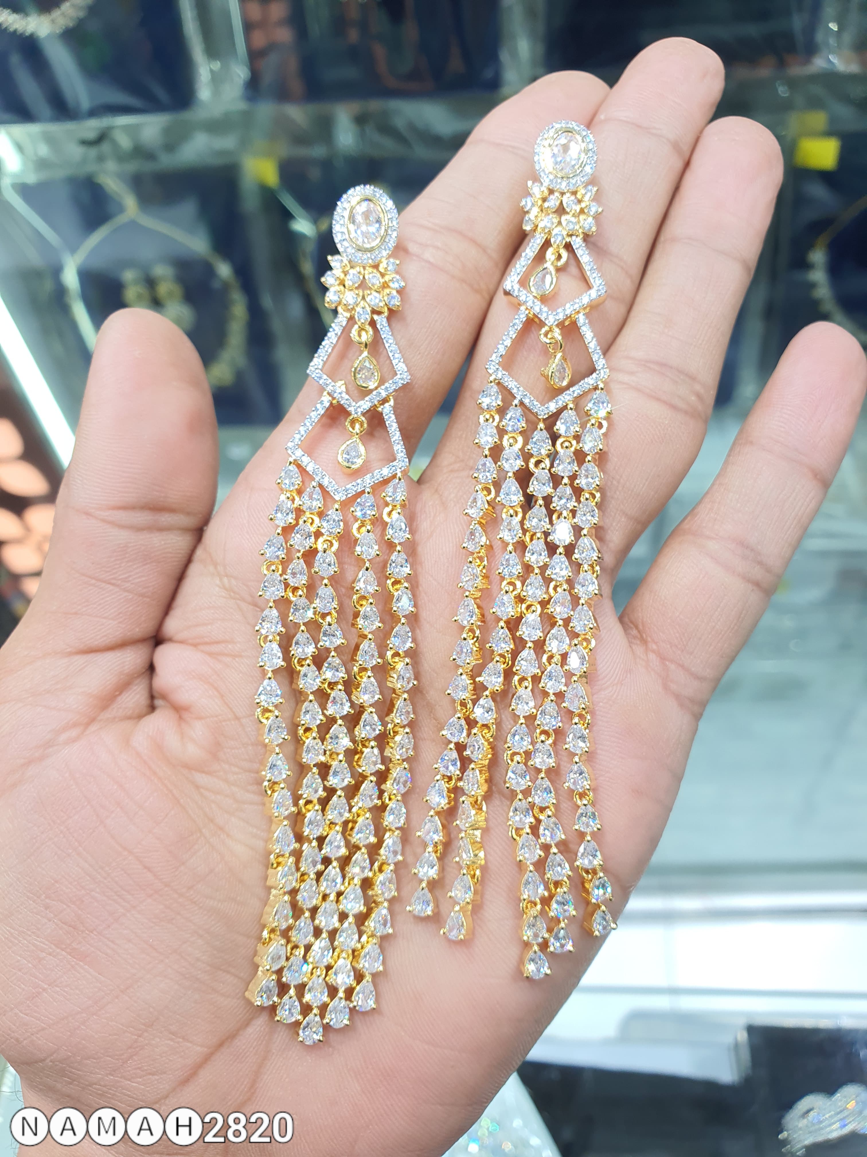 Beautiful American Diamond Antique Stone Earrings Jewellery