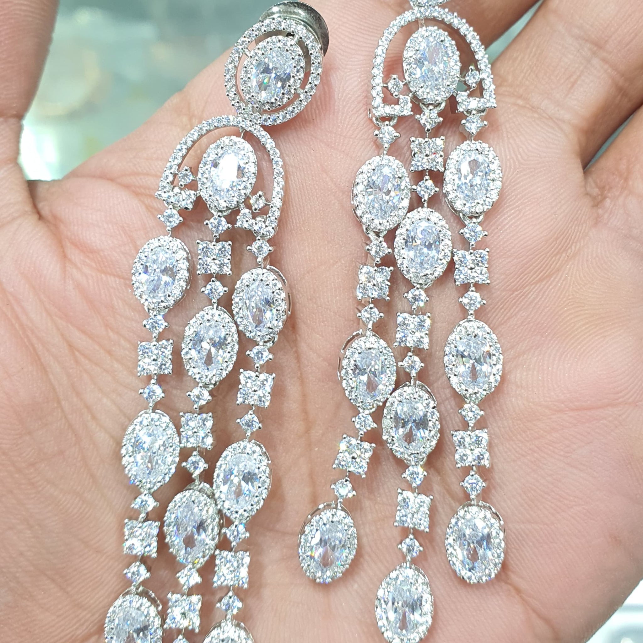 Beautiful American Diamond Antique Stone Earrings Jewellery
