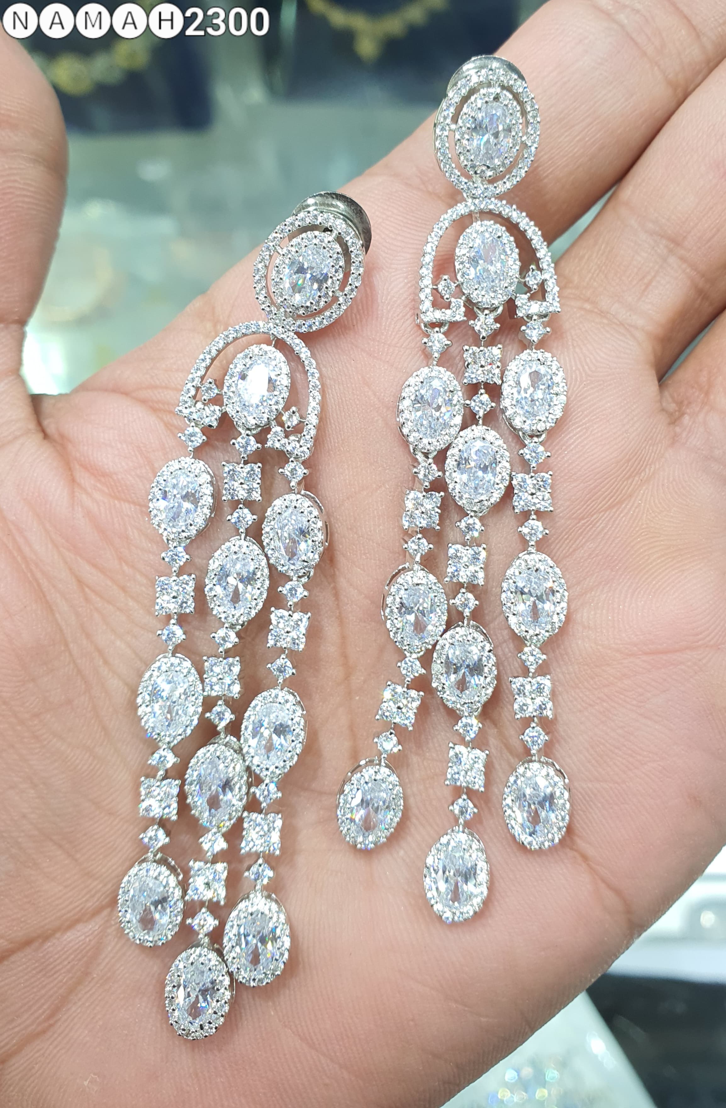 Beautiful American Diamond Antique Stone Earrings Jewellery