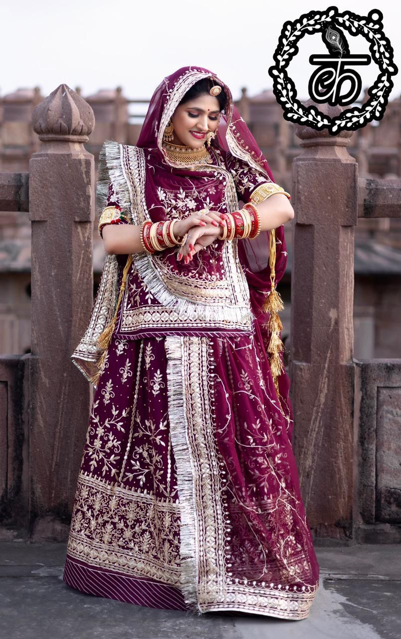 Beautiful Rajputi Bridal Poshak Pure Organza Humarai Odhni Lehenga Choli