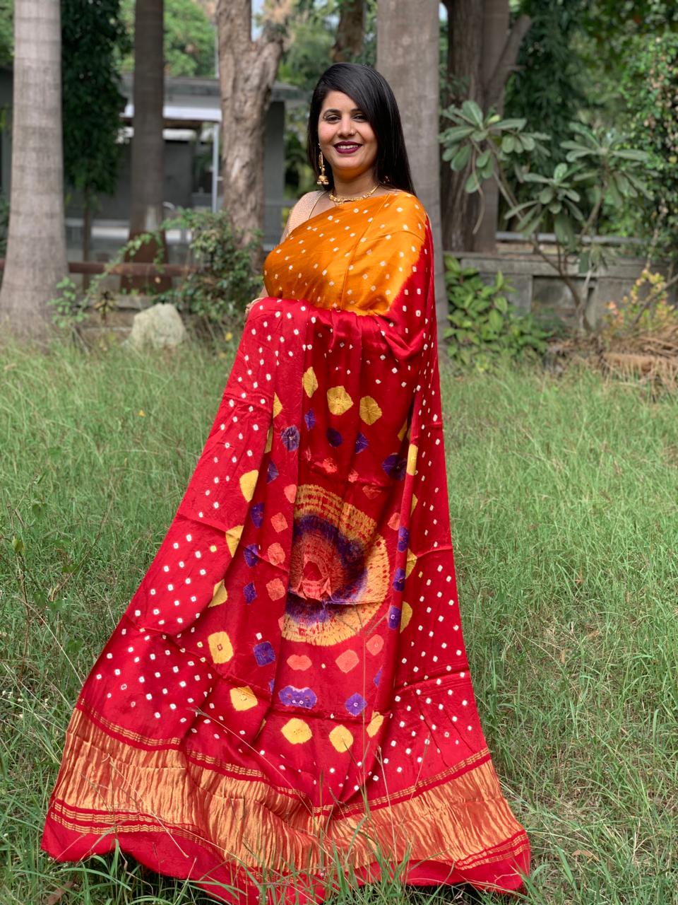 Beautiful Designer Pure Gajji Soft Silk Lagdi Patta Saree