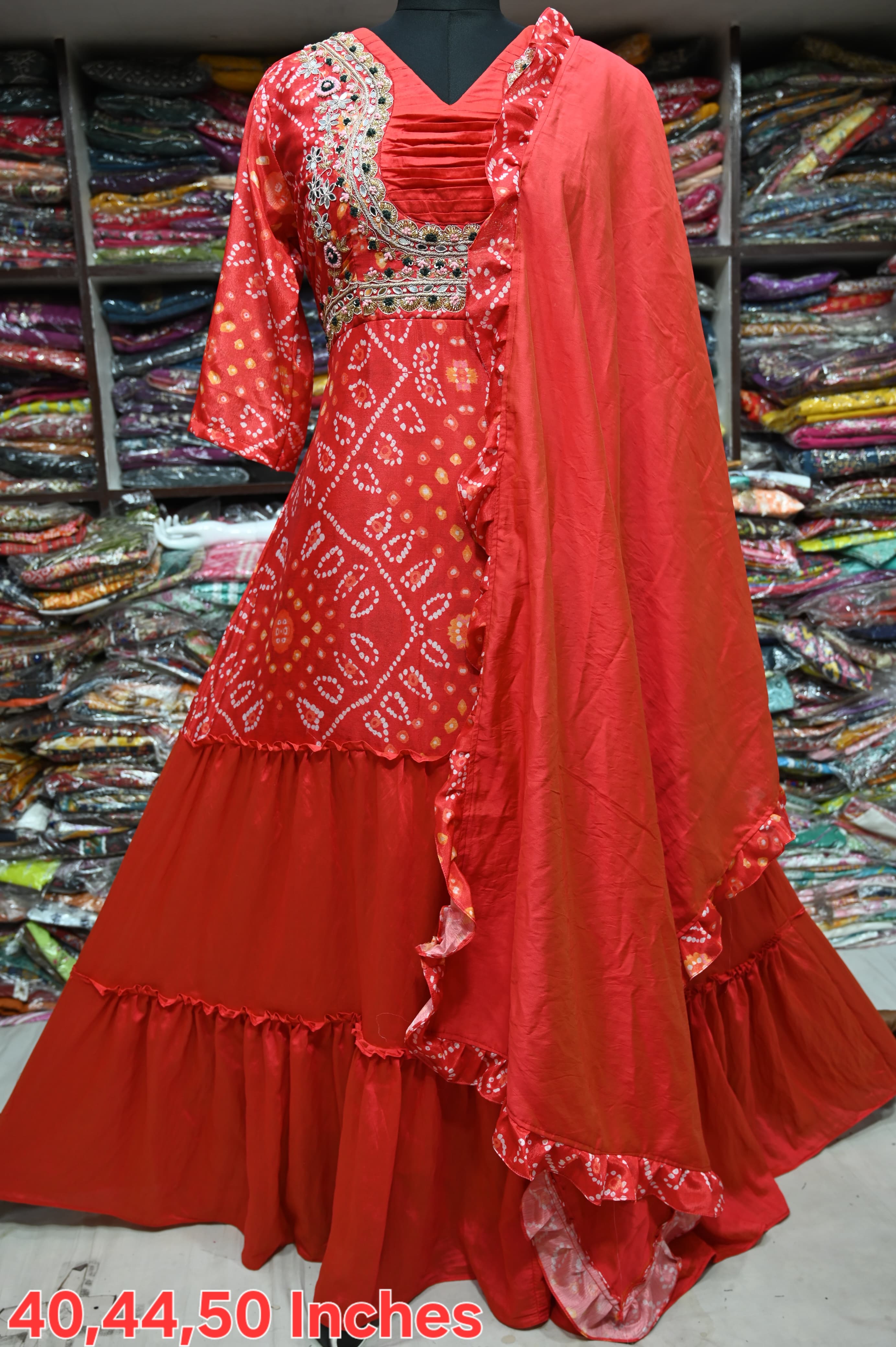 Beautiful Designer Soft Silk  Bandhej Suite
