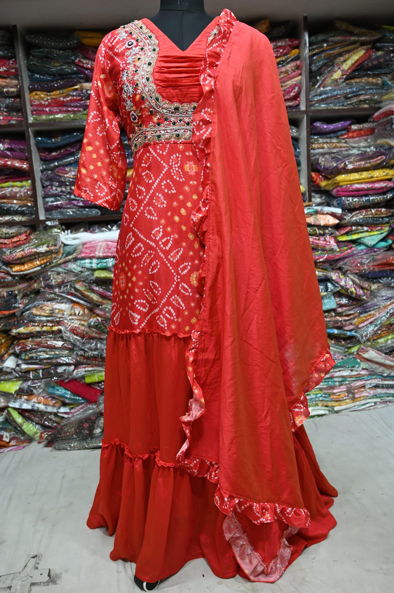Beautiful Designer Soft Silk  Bandhej Suite