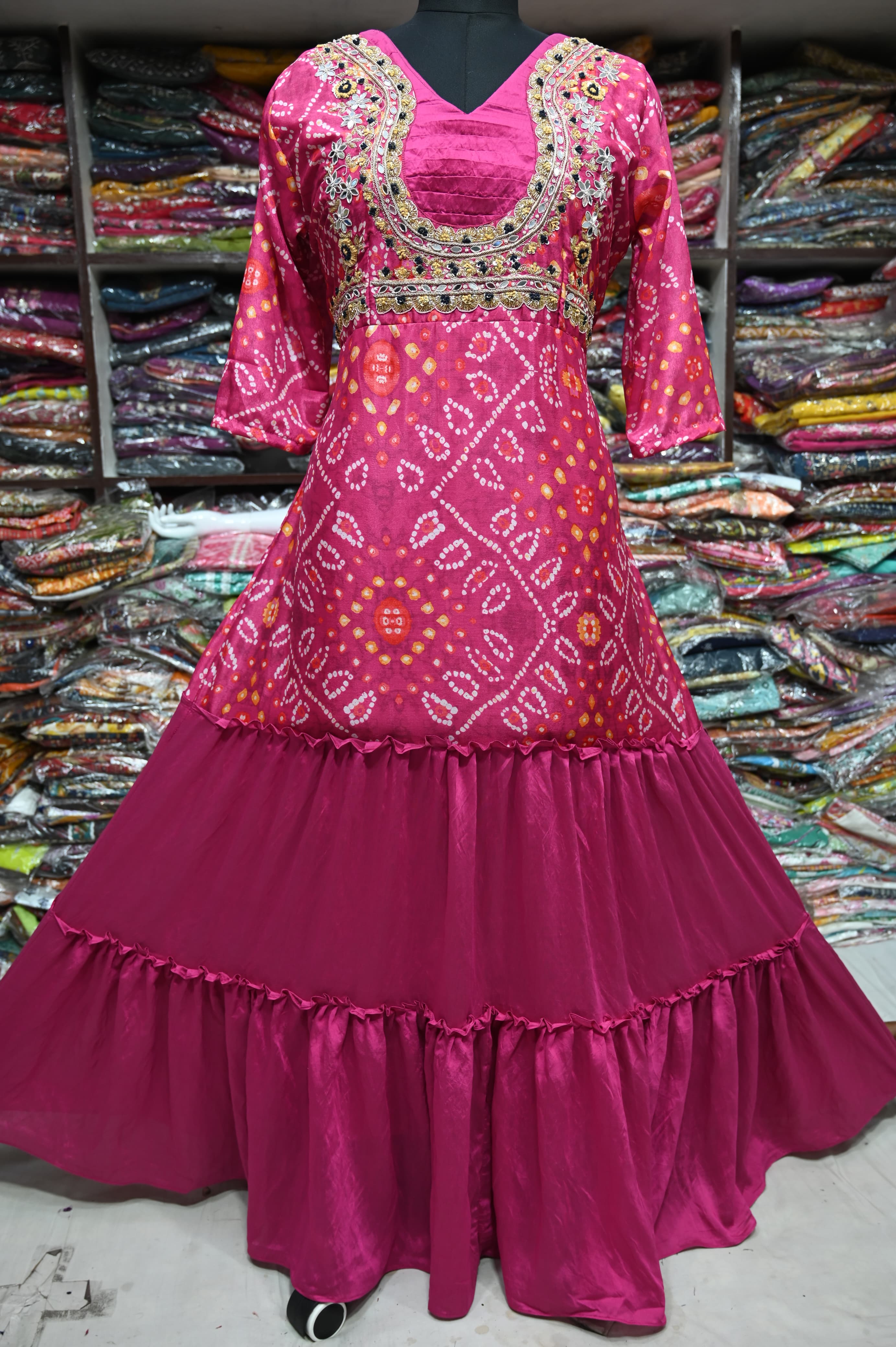 Beautiful Designer Soft Silk  Bandhej Suite