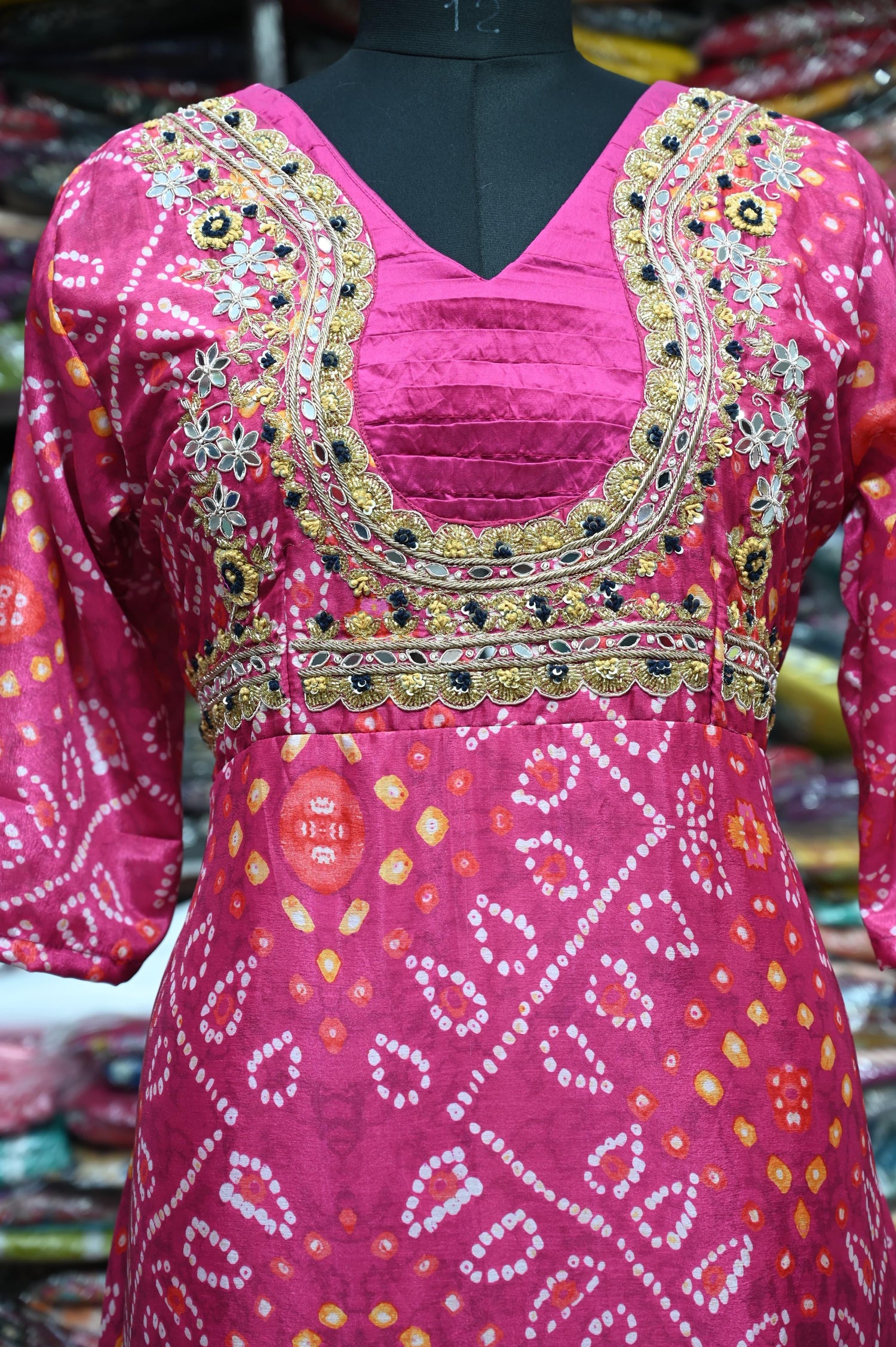 Beautiful Designer Soft Silk  Bandhej Suite