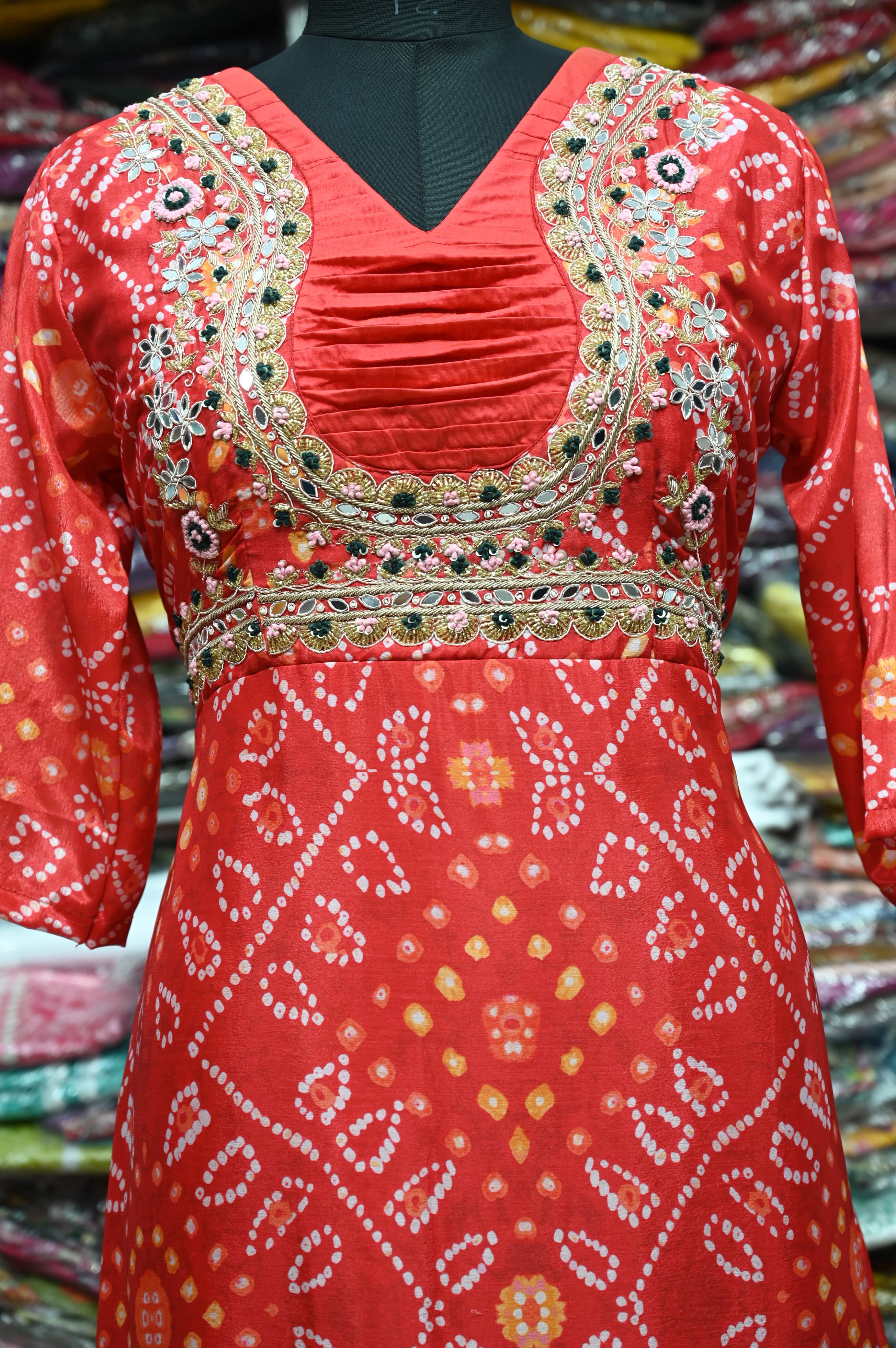 Beautiful Designer Soft Silk  Bandhej Suite