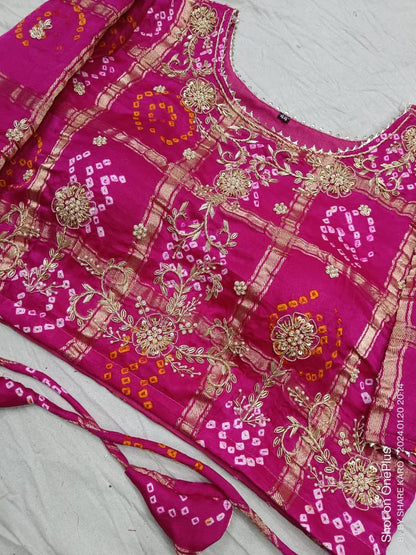Beautiful Designer Gaji Silk Gharchola Bandhej Blouse