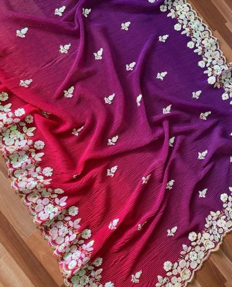 Beautiful Designer Pure Faux Georgette Saree