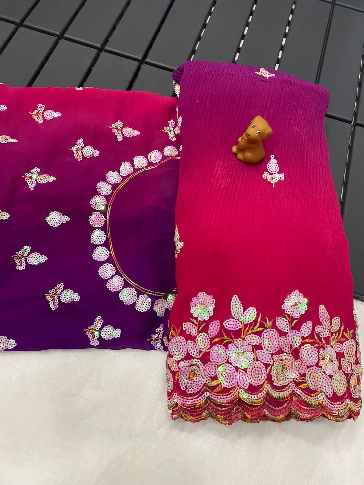 Beautiful Designer Pure Faux Georgette Saree