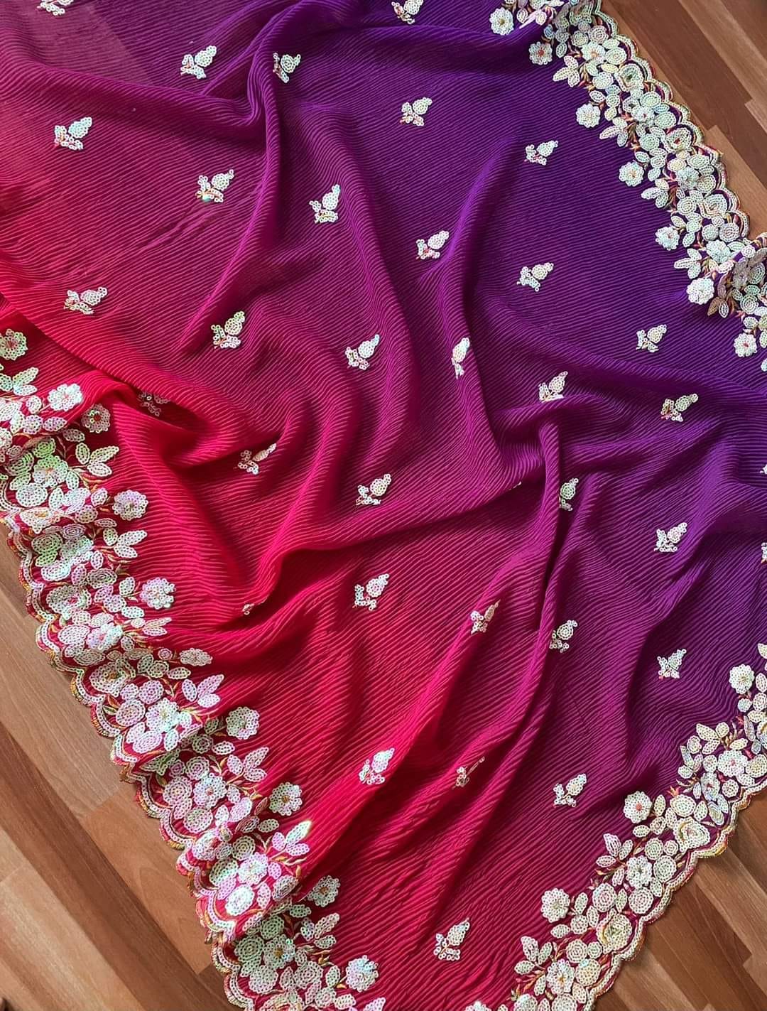 Beautiful Designer Pure Faux Georgette Saree