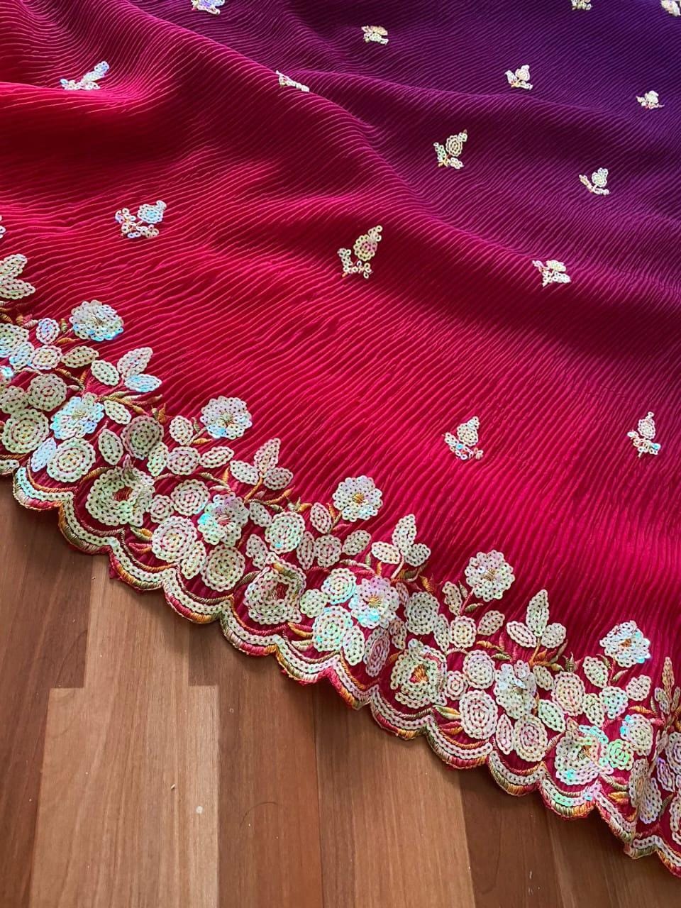 Beautiful Designer Pure Faux Georgette Saree