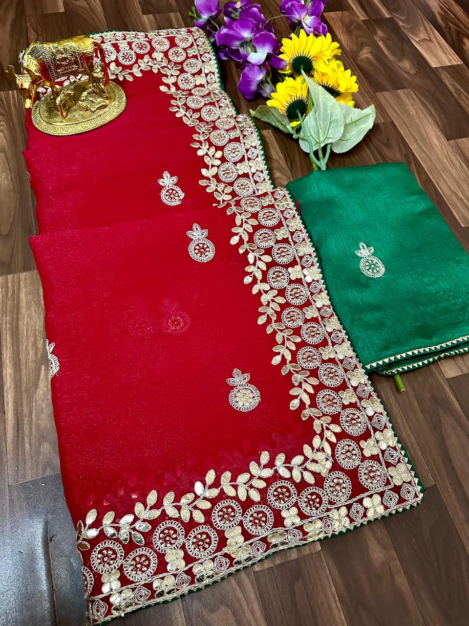 Beautiful Designer Pure Simmar Chiffon Saree