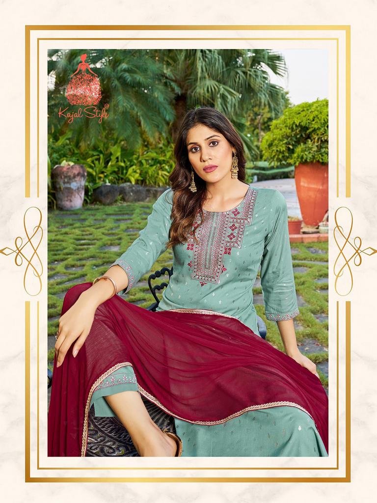 Rangrez Vol 1 By Kajal Style Rayone Kurti Bottom With Dupatta