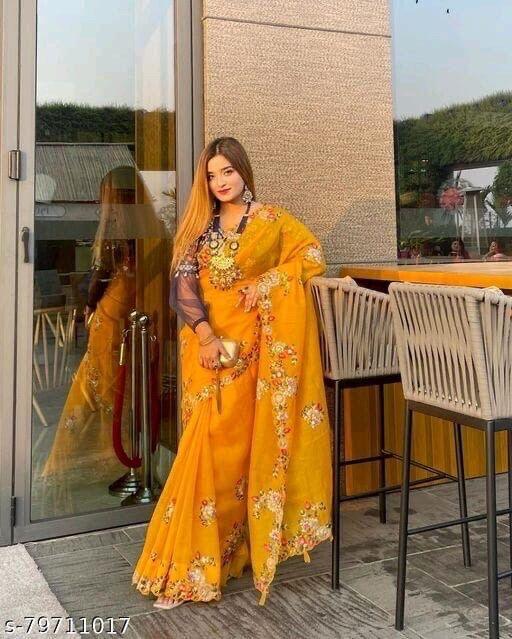 Beautiful Designer Soft Tissu Organza Silk Saree