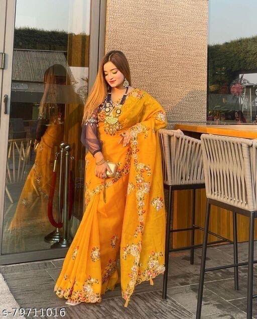 Beautiful Designer Soft Tissu Organza Silk Saree