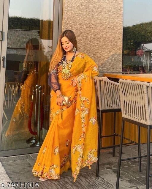 Beautiful Designer Soft Tissu Organza Silk Saree