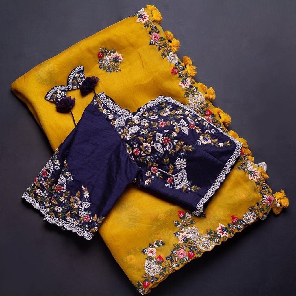 Beautiful Designer Soft Tissu Organza Silk Saree