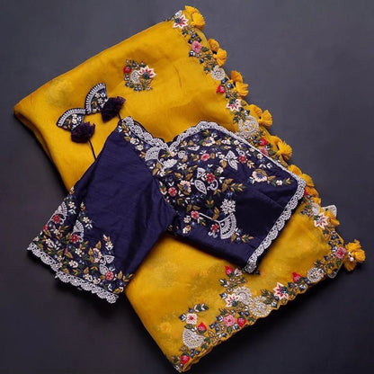 Beautiful Designer Soft Tissu Organza Silk Saree