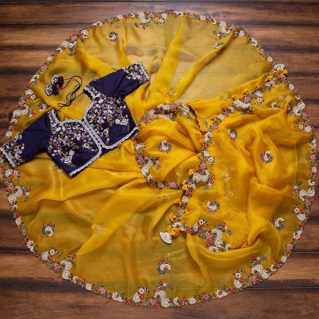 Beautiful Designer Soft Tissu Organza Silk Saree