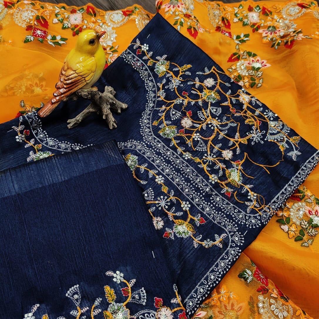 Beautiful Designer Soft Tissu Organza Silk Saree