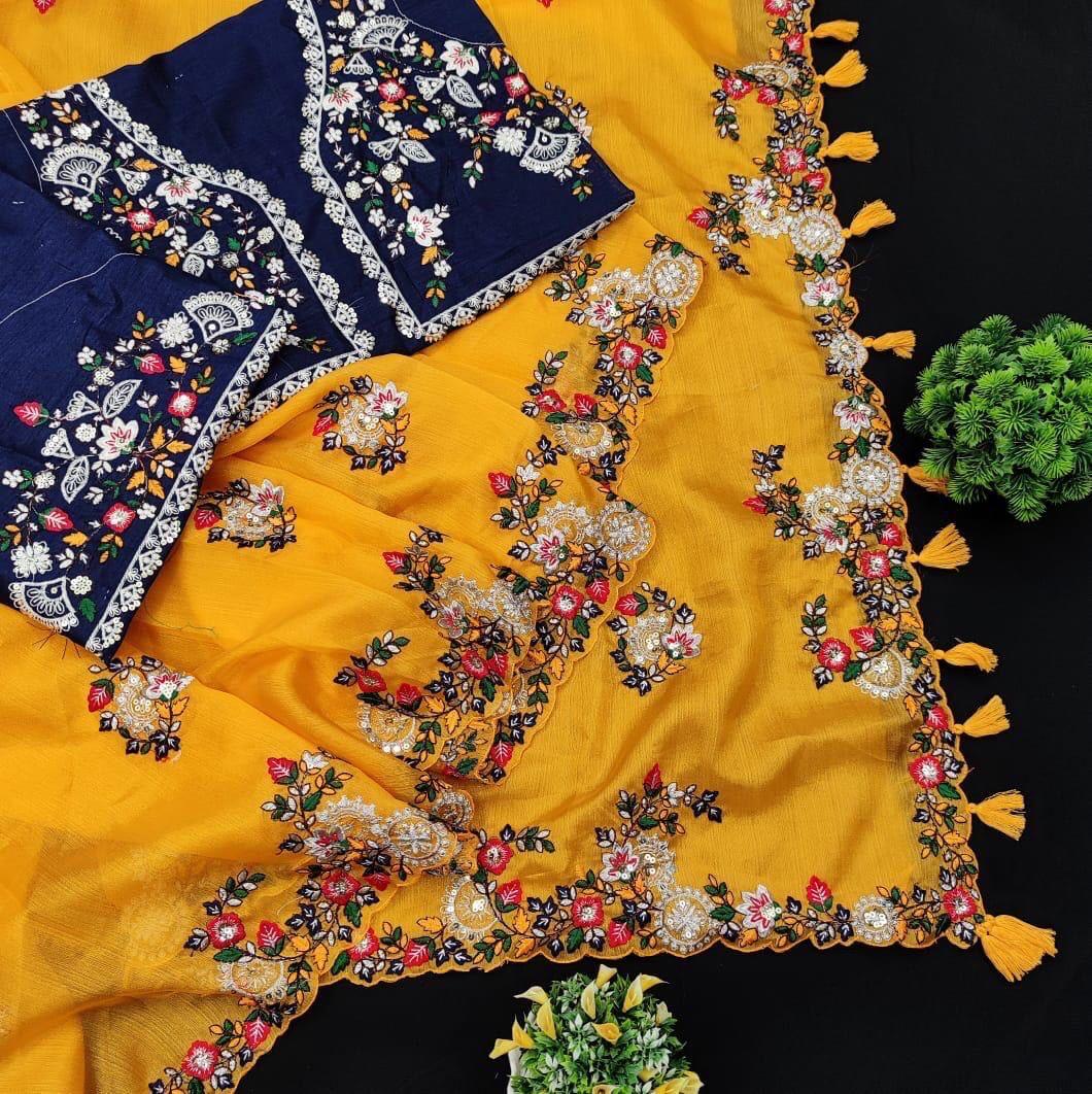 Beautiful Designer Soft Tissu Organza Silk Saree