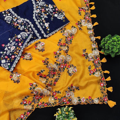Beautiful Designer Soft Tissu Organza Silk Saree