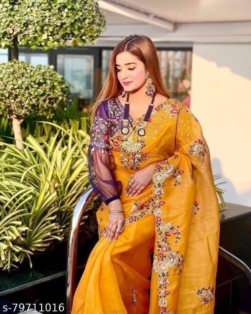 Beautiful Designer Soft Tissu Organza Silk Saree