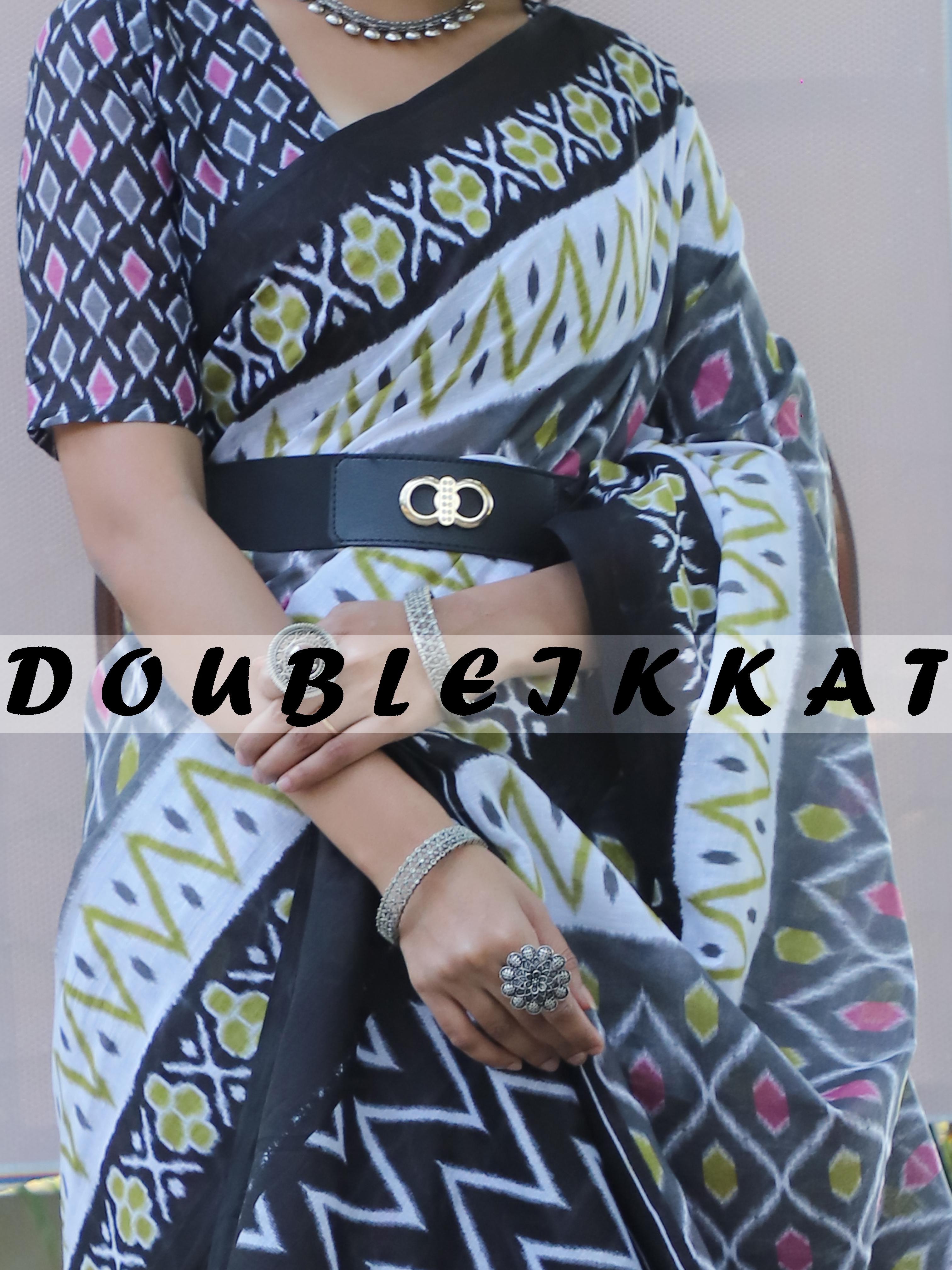 Beautiful Designer Double Eikkat Cotton Saree