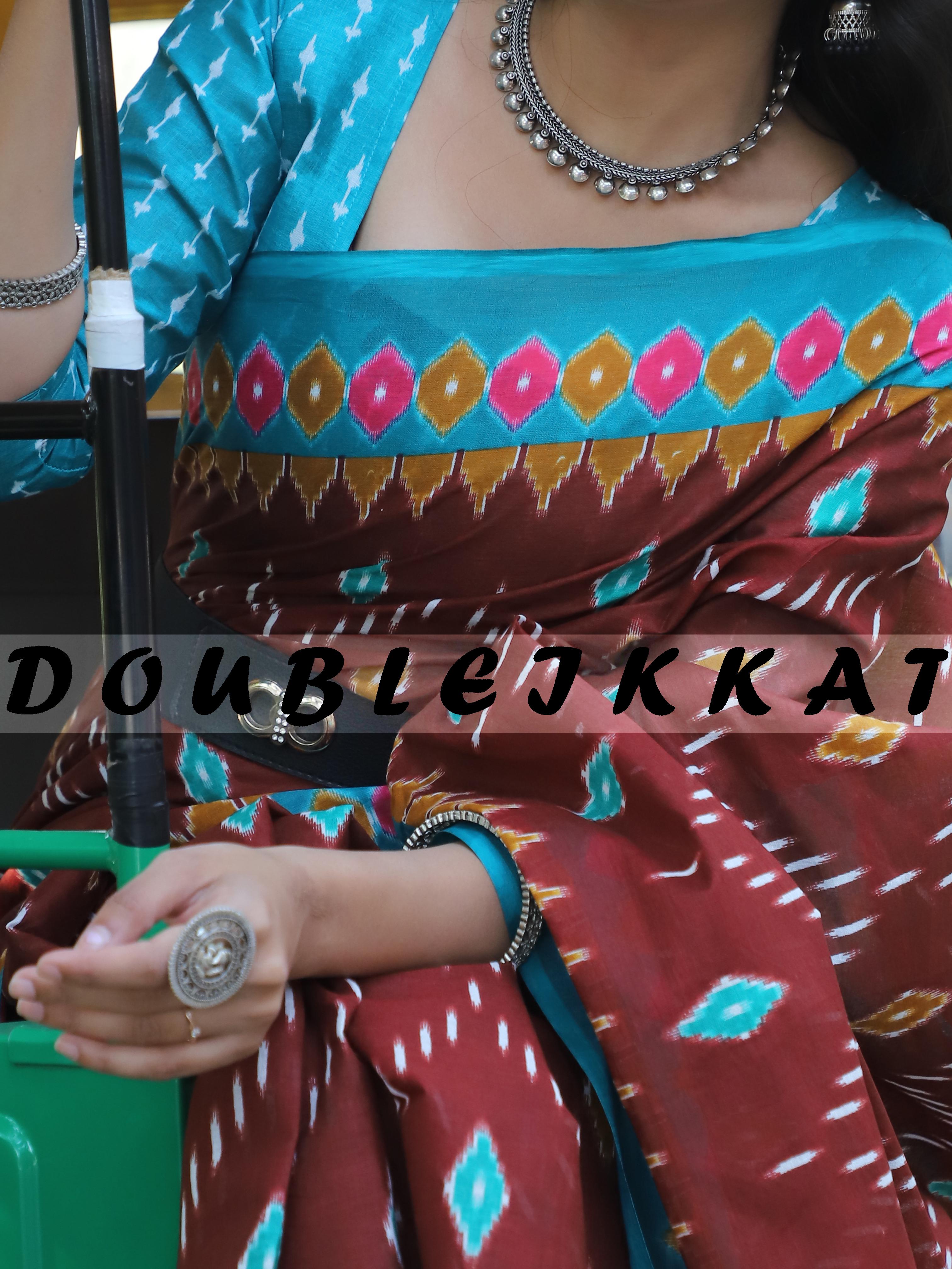 Beautiful Designer Double Eikkat Cotton Saree