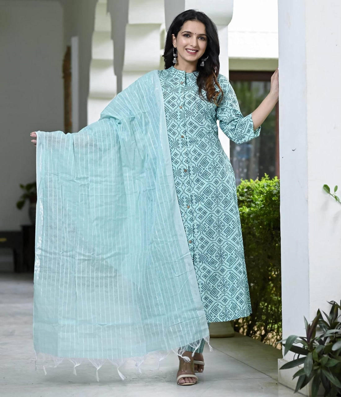 Beautiful Designer Cotton Kurti Pant With Dupatta