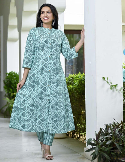 Beautiful Designer Cotton Kurti Pant With Dupatta
