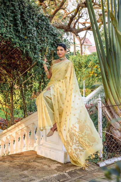 Beautiful Designer Pure Linen Silk Saree
