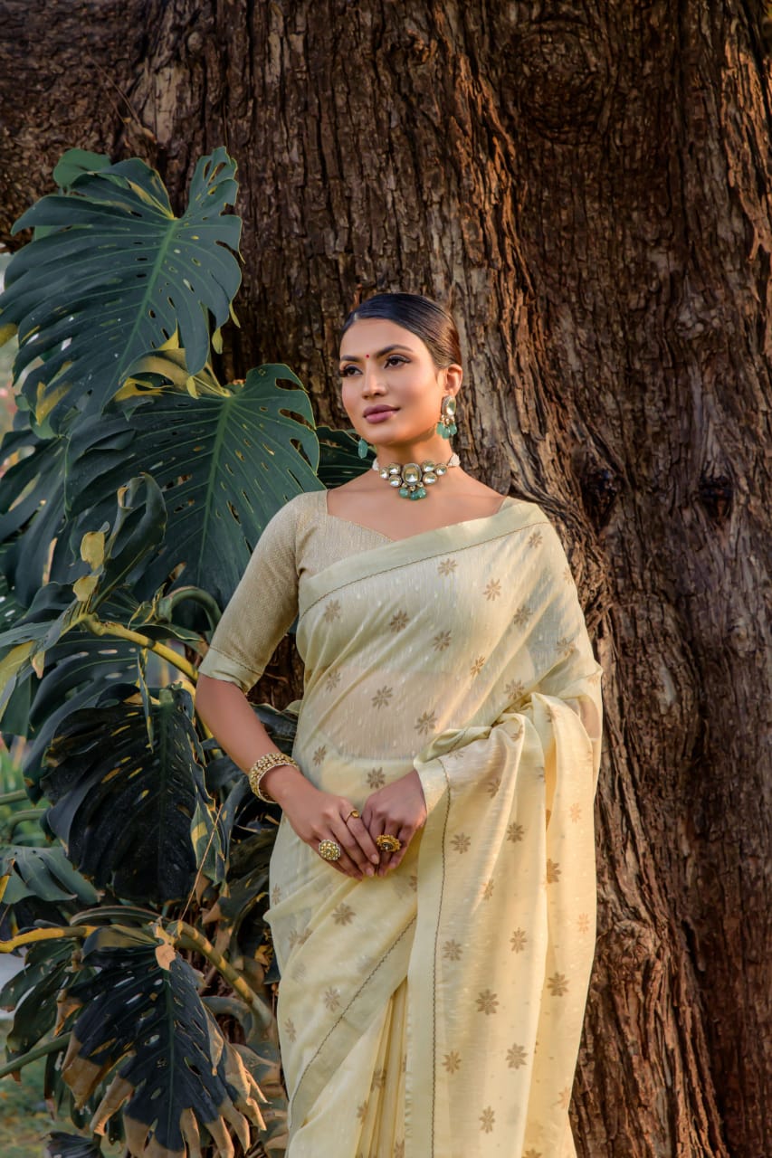 Beautiful Designer Pure Linen Silk Saree