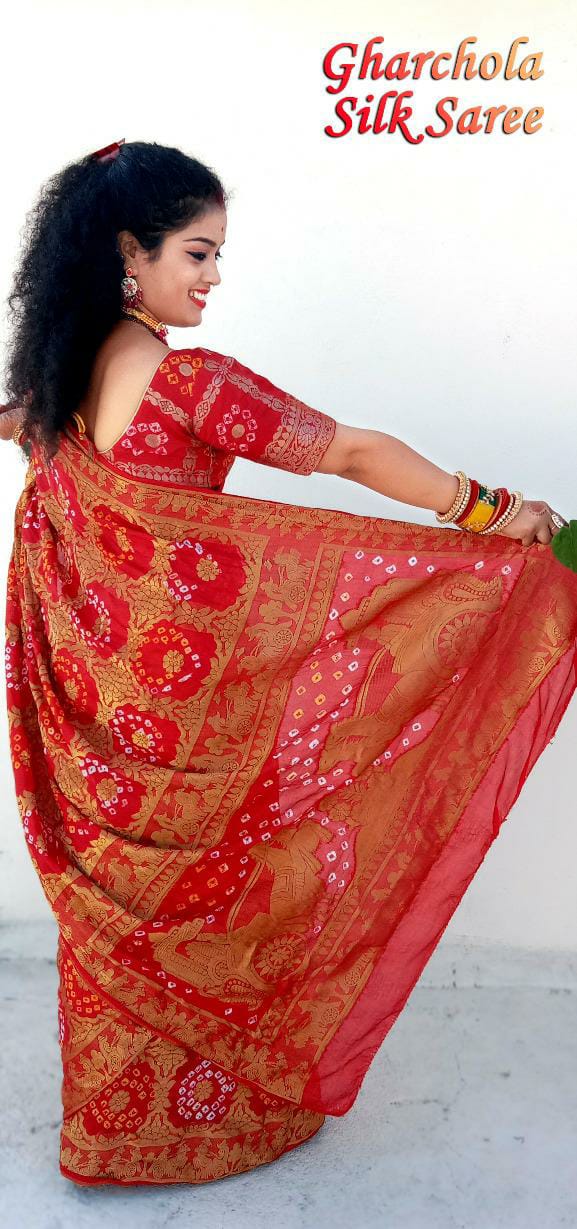 Beautiful Designer Bandhej Ghadchola Banarasi Silk Saree