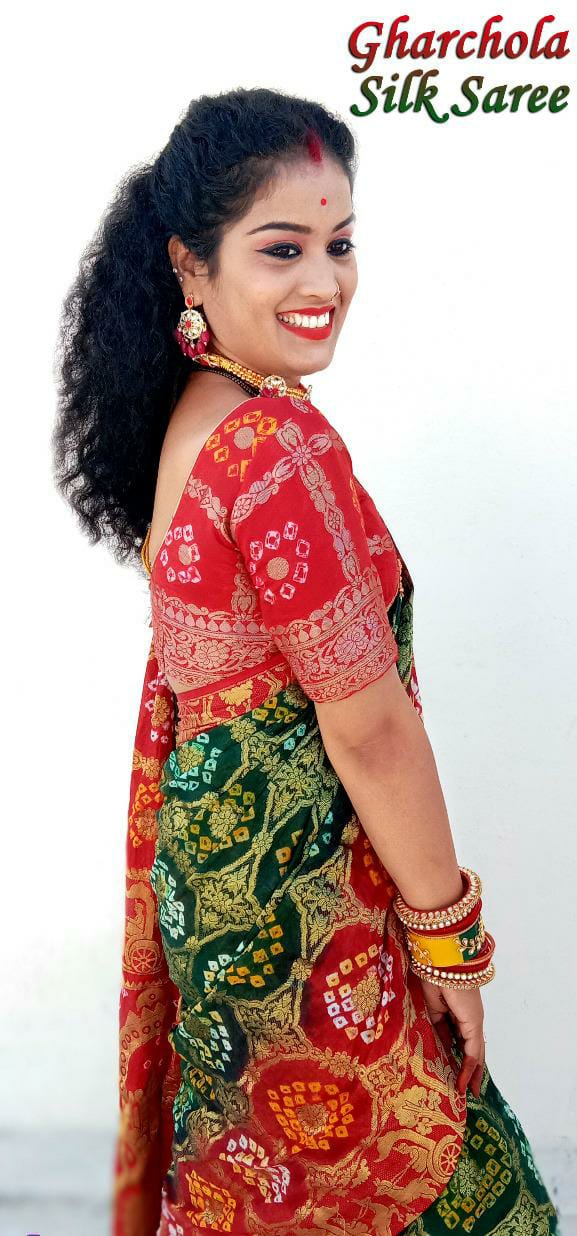 Beautiful Designer Bandhej Ghadchola Banarasi Silk Saree