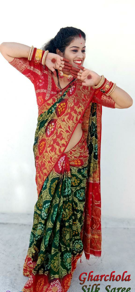 Beautiful Designer Bandhej Ghadchola Banarasi Silk Saree