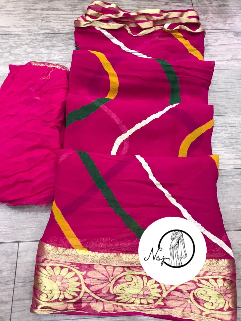 Beautiful Designer Maharani Lehriya Pure Georgette Saree