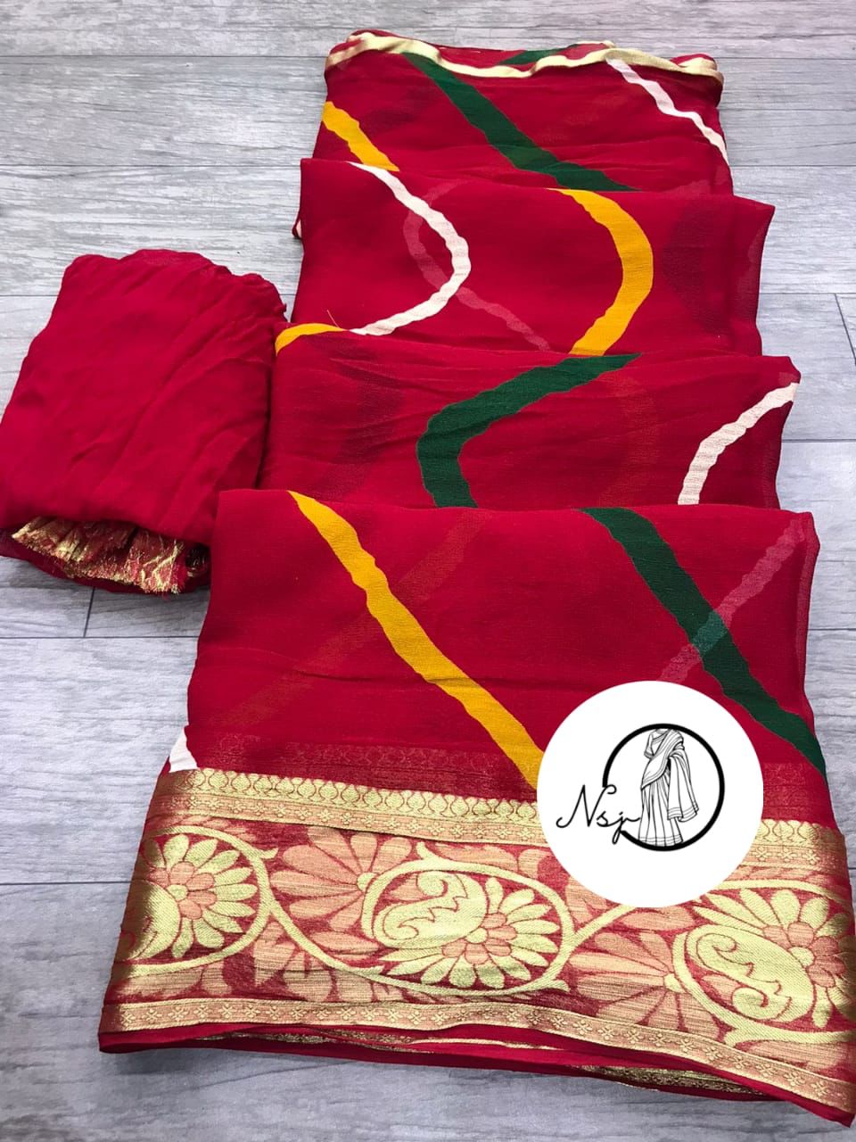 Beautiful Designer Maharani Lehriya Pure Georgette Saree