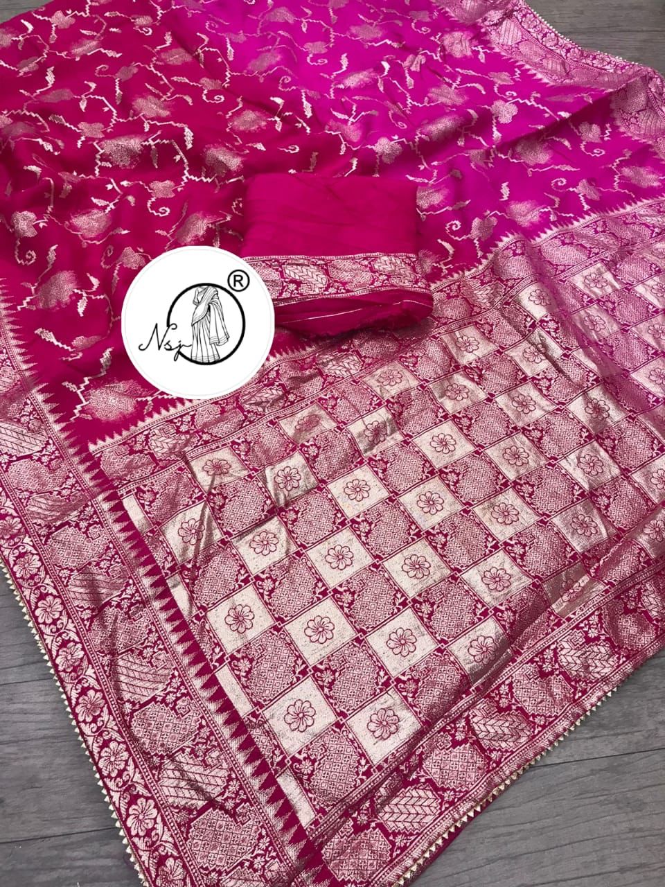 Beautiful Designer Pure Russian Dola Silk Saree