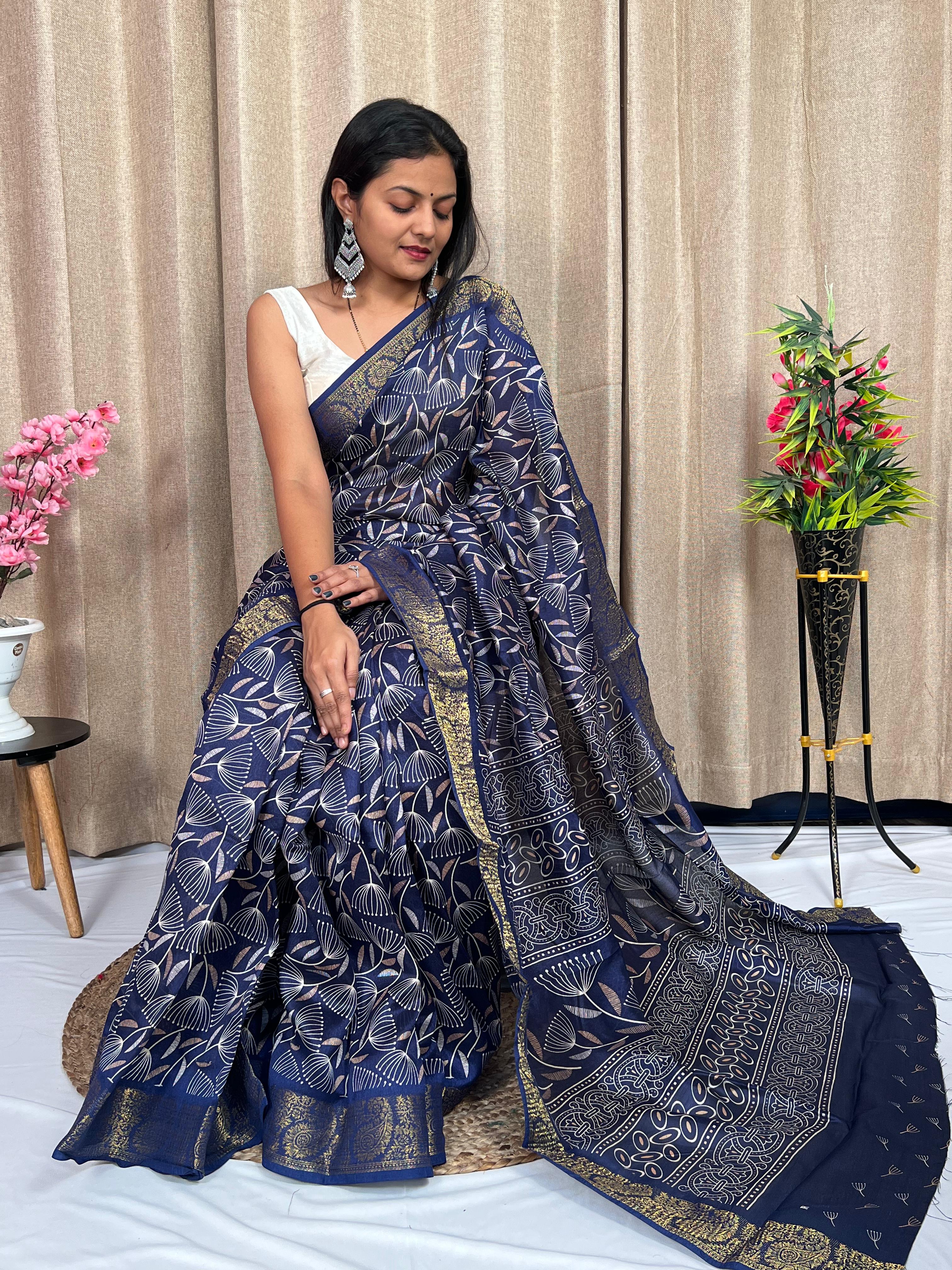 Beautiful Designer Soft Soft Tushar Silk Slub Saree