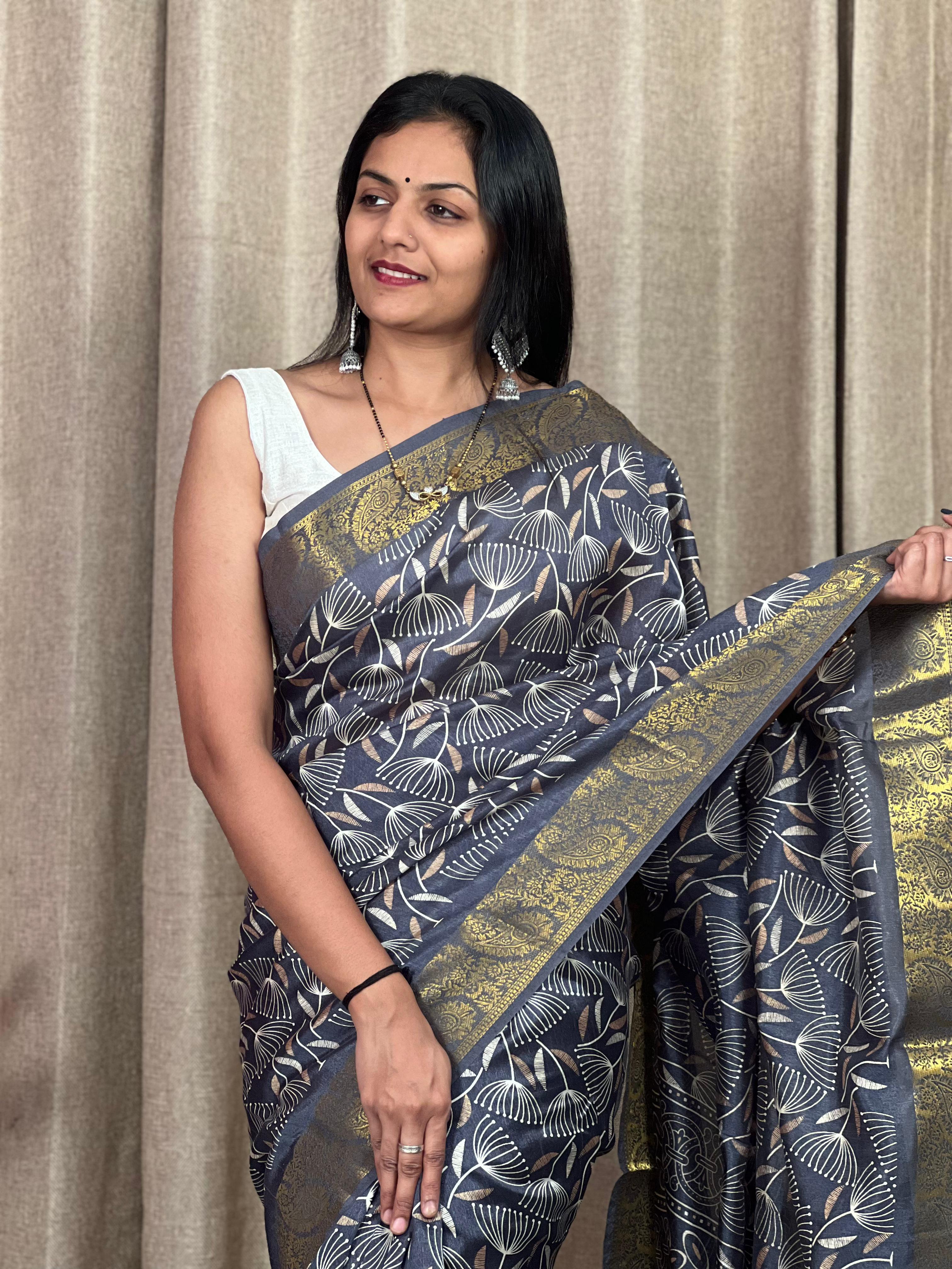 Beautiful Designer Soft Soft Tushar Silk Slub Saree