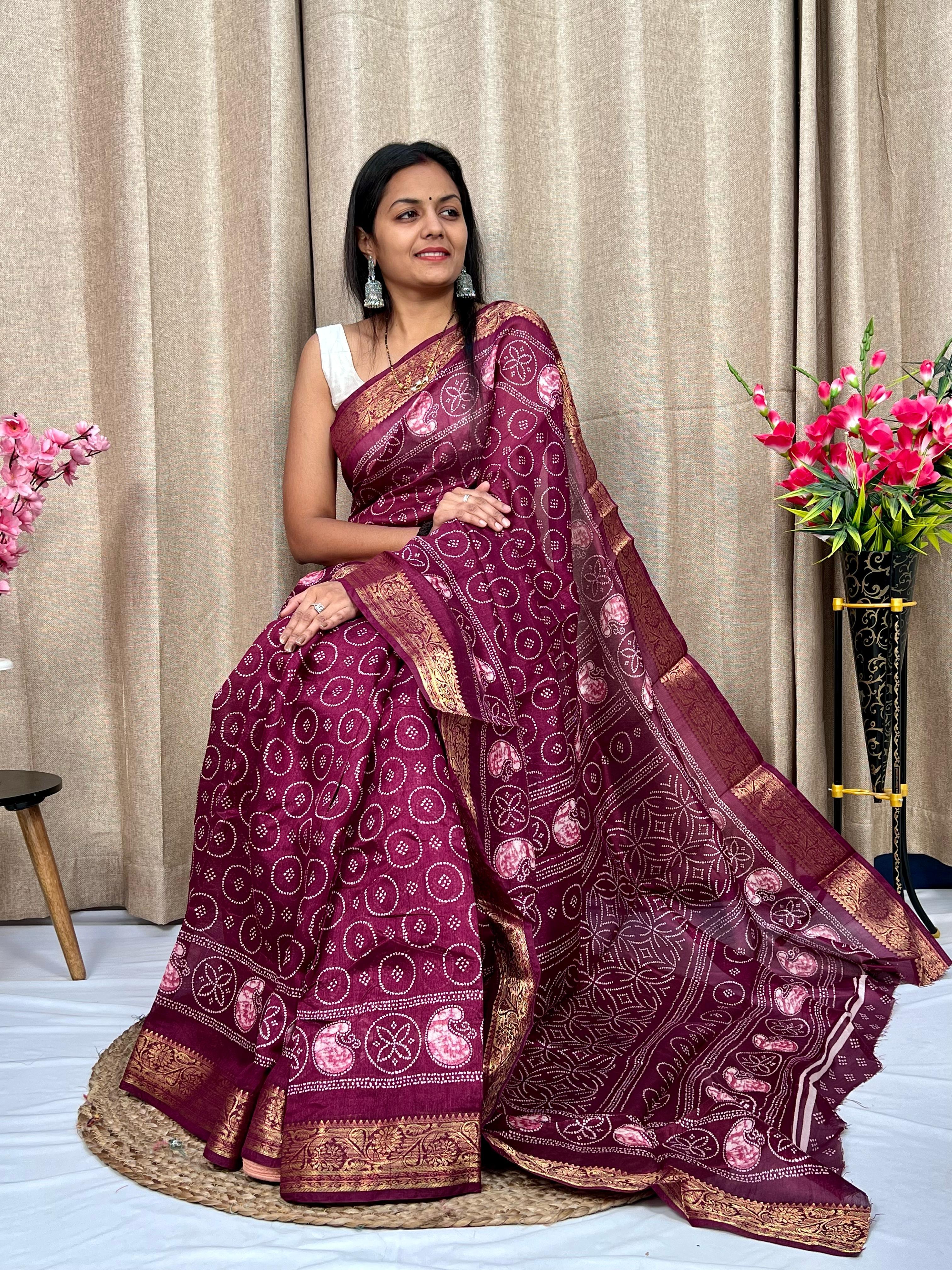 Beautiful Designer Soft Tushar Silk Slub Saree