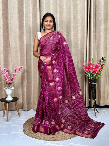 Beautiful Designer Soft Tushar Silk Slub Saree
