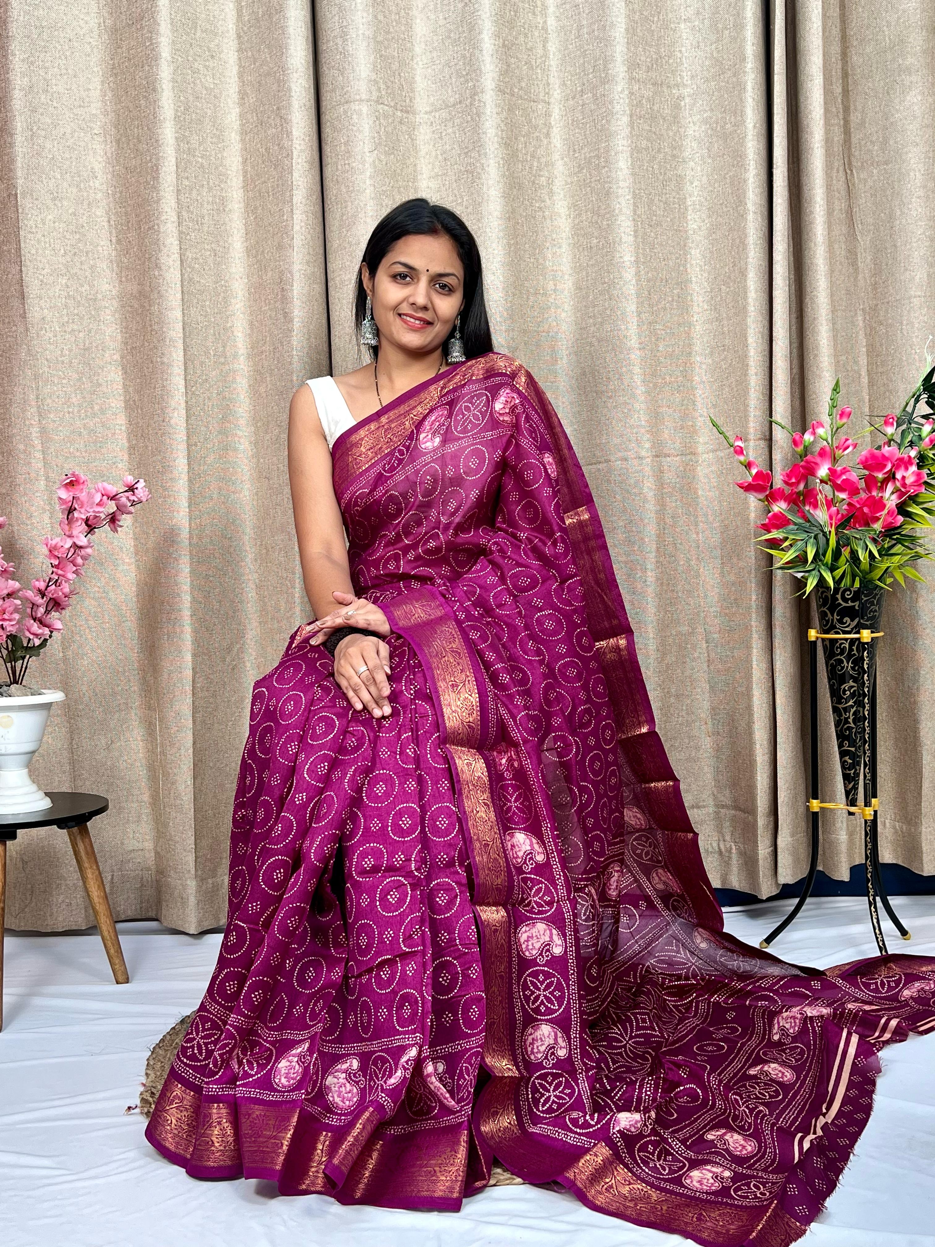 Beautiful Designer Soft Tushar Silk Slub Saree