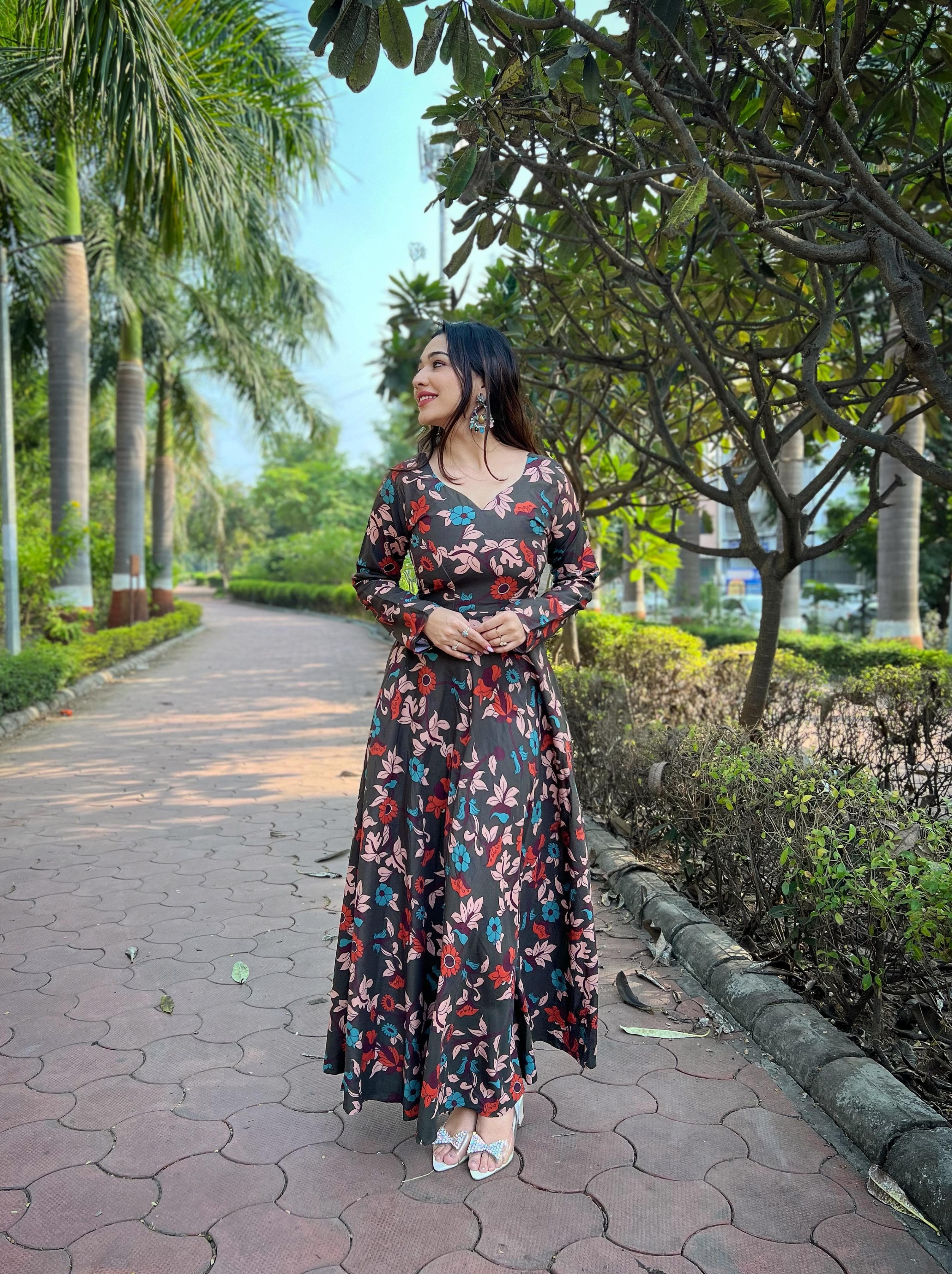 Beautiful Designer Ready To Wear Floral Printed Gown
